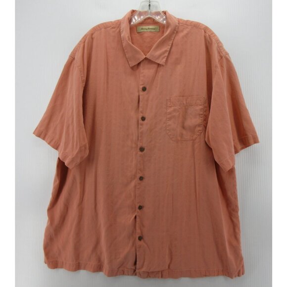 Tommy Bahama Shirt XLX Big Pink Silk Hawaiian Loop Collar Camp Resort* - Picture 1 of 11